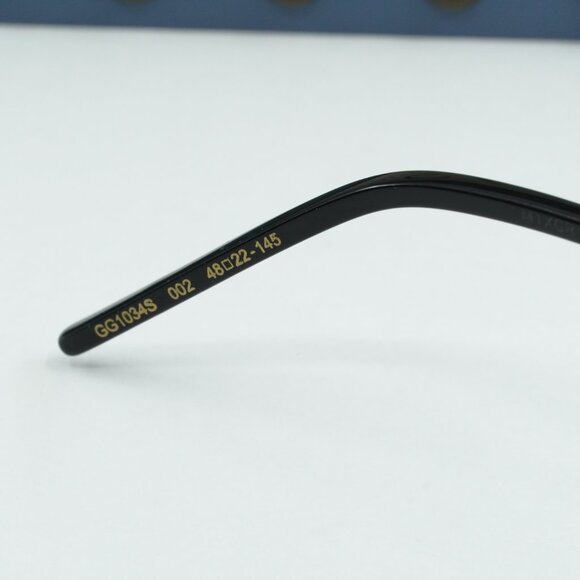 Gucci GG1034S 002 Geometric Sunglasses - Gold with Chain/Grey - Picture 8 of 10